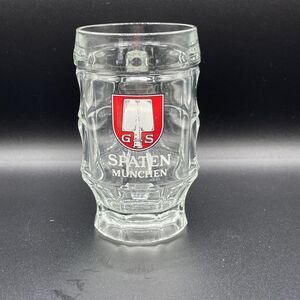 Spaten Brewery Munchen‎ Beer Mug with Handle Heavy Thick Glass .25L Red Shovel